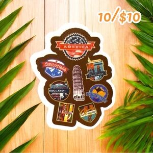10 / $10 - Travel Patch Style Sticker – Landmarks & Country Badges - Travel